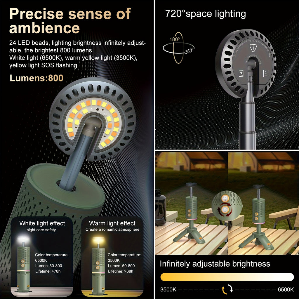 Rechargeable Retractable Camping Light (with Stand), 10, 000mAh RGB Camping Light And Light, Dimmable Flashlight, Foldable Magnetic Tent Light, Classroom Work Light, Emergency Light, Camping Hiking, Camping Light Rechargeable