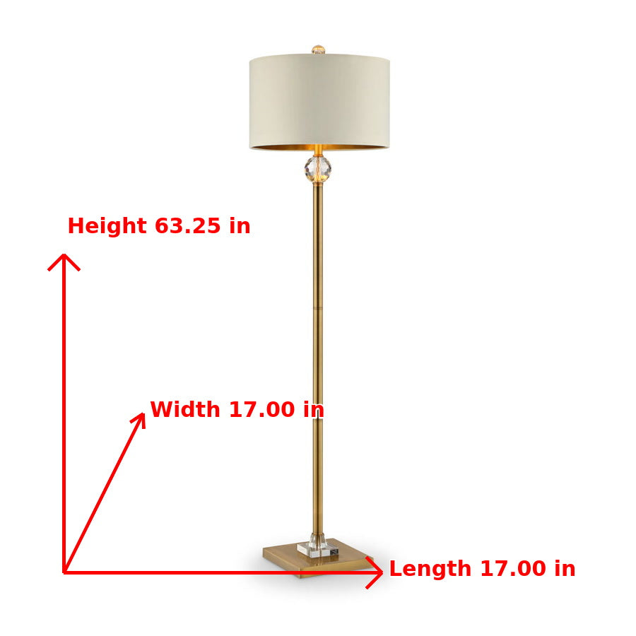 63. 25-Inch Crystal Sphere Golden Stand Floor Light