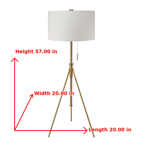 1pc Bohemian Style Floor Lamp | Stained Golden Tripod Legs, Unique High Lamp with Pull Switch, 57\